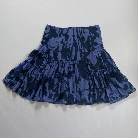 Rare 90s-00s New Man Blue Floral Cotton Mini Skirt - Sz 38F - Picture 4 of 13
